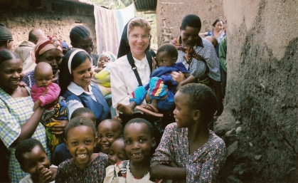 Left, Themi Slums, Njiro, Anisha, Tanzania, East Africa Sr. Roshmi on left, Sr. Rose Marie holding child